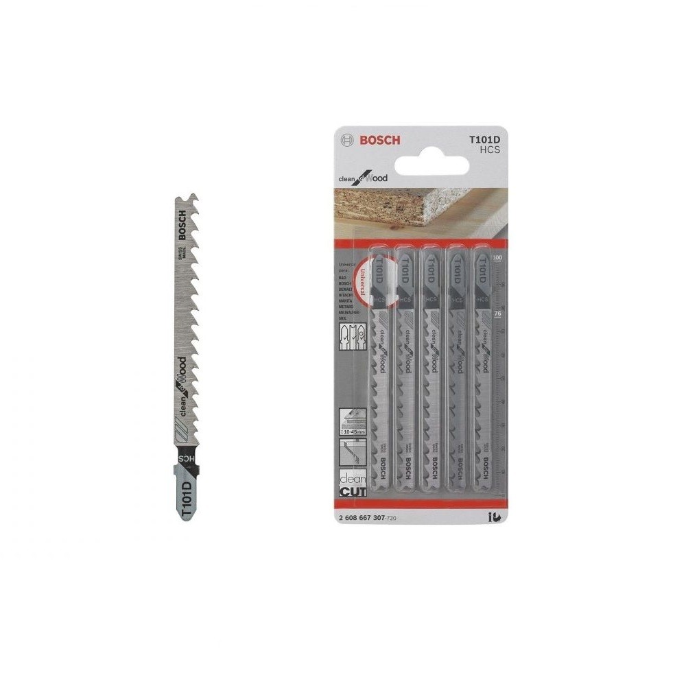 Kit 5 Pecas Lamina de Serra Tico-Tico para Madeira Bosch T101D Kit 5 Pecas Lamina de Serra Tico-Tico para Madeira Bosch T101D