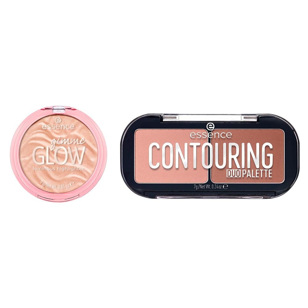 Kit Essence Paleta de Contorno Matte Contouring Duo 7 g + Iluminador Compacto em Pó Gimme Glow 10 Nude 9 g Kit Essence Paleta de Contorno Matte Contouring Duo 7 g + Iluminador Compacto em Pó Gimme Glow 10 Nude 9 g