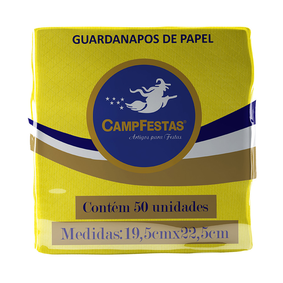 Guardanapo Crepado – 19,5 x 22,5 cm – Amarelo – 50 unidades – CampFestas – Rizzo Guardanapo Crepado – 19,5 x 22,5 cm – Amarelo – 50 unidades – CampFestas – Rizzo