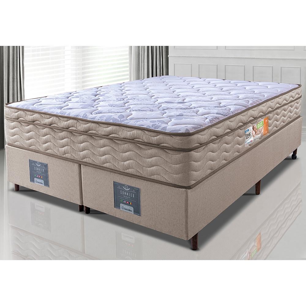 Cama Box King Colchão OrtoFirm + Box 193x203x67 One Face Espuma D33 Dourado