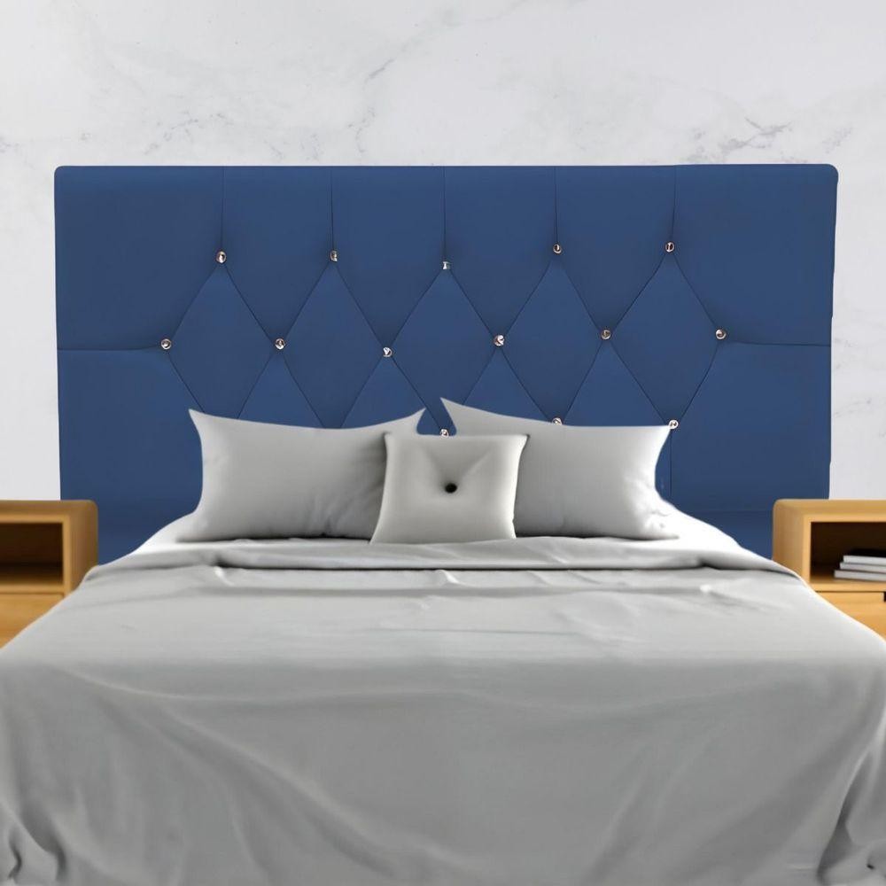 Cabeceira Estofada Cama Box Casal 140 Cm Suede Nina Cor:azul Marinho Cabeceira Estofada Cama Box Casal 140 Cm Suede Nina Cor:azul Marinho