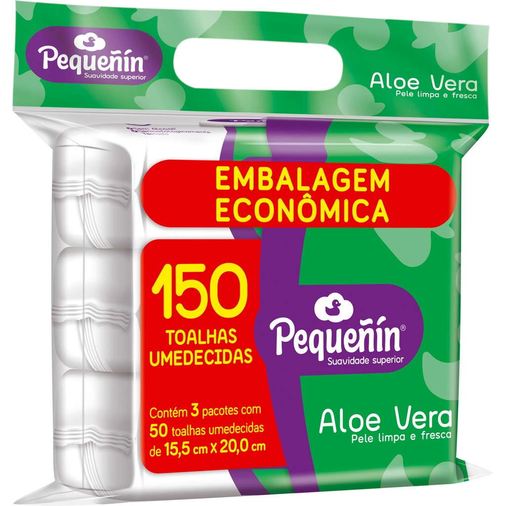 Lenços Umedecidos Pequeñin Aloe Vera 150 unidades Lenços Umedecidos Pequeñin Aloe Vera 150 unidades