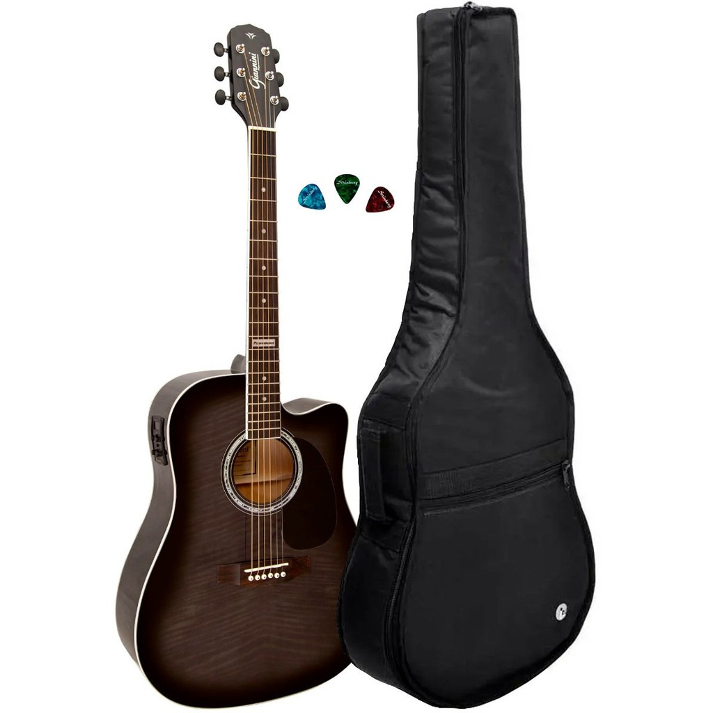 Violão Folk Giannini Gf1d Tbk Black + Capa Acolchoada Full Violão Folk Giannini Gf1d Tbk Black + Capa Acolchoada Full