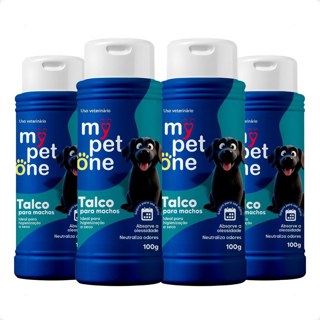 Kit 4 Talco Higienico Perfumado 100G Para Cães Macho Mypetone Kit 4 Talco Higienico Perfumado 100G Para Cães Macho Mypetone