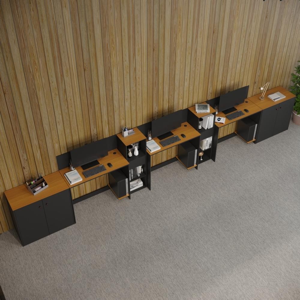Conjunto de Escritório Smart 2 Estantes Livreiro 2 Buffet e 3 Mesas 90 cm Kit Escritório ViaNossa Conjunto de Escritório Smart 2 Estantes Livreiro 2 Buffet e 3 Mesas 90 cm Kit Escritório ViaNossa
