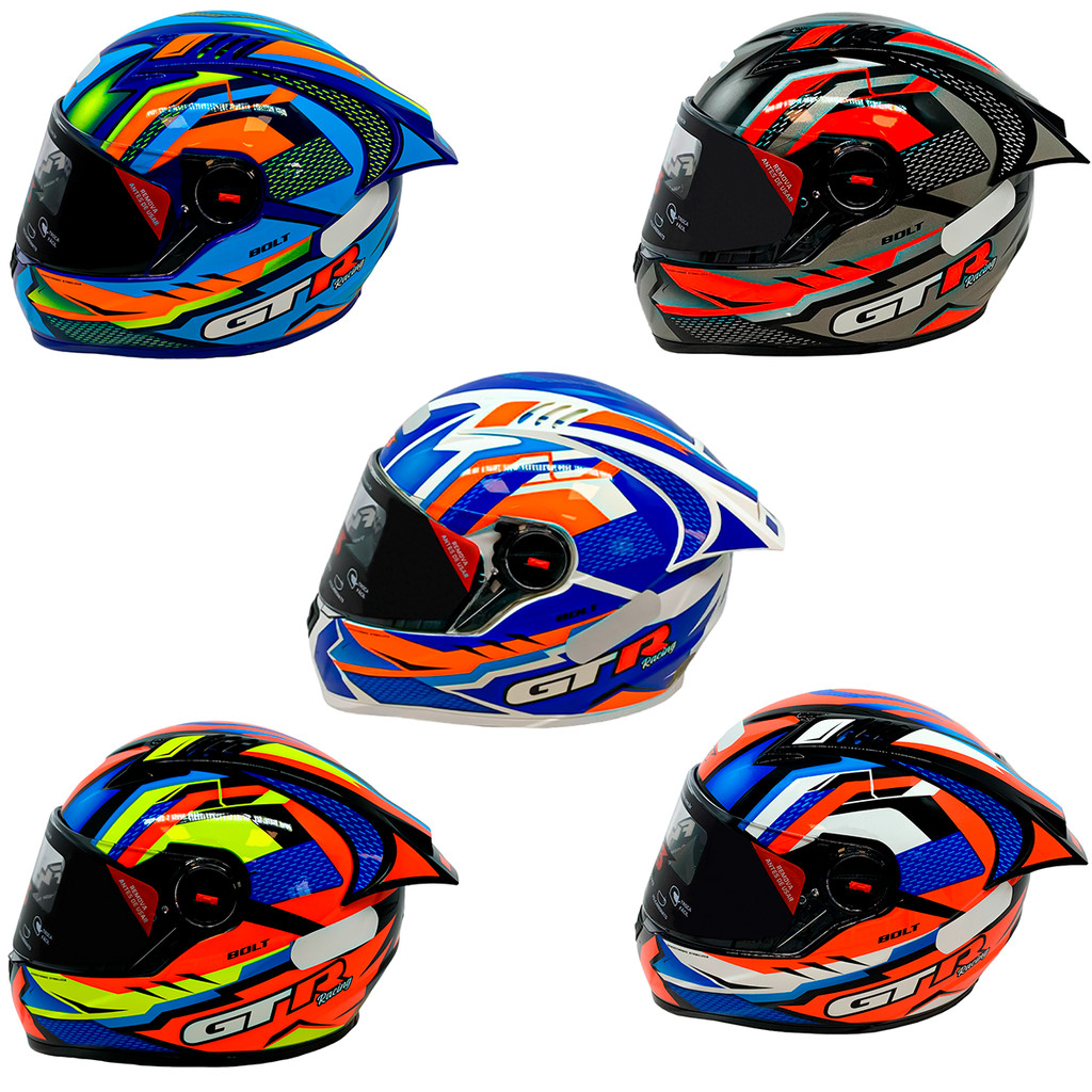 Capacete Gt Racing Bolt Aerofólio Óculos Escuros Interno Fw3