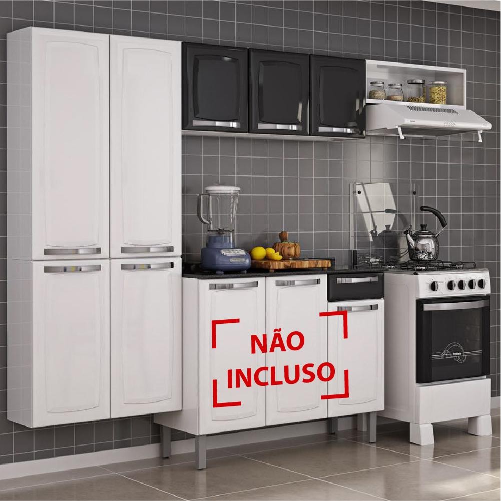 Cozinha Itatiaia Rose Compacta 3 Pecas Branco/Preto Cozinha Itatiaia Rose Compacta 3 Pecas Branco/Preto