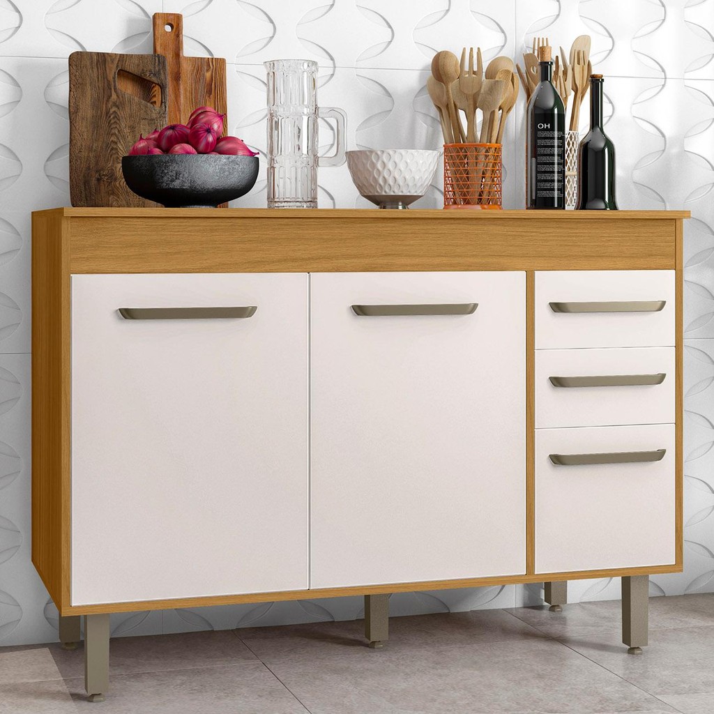 Balcão de Cozinha Com Tampo 120cm Emily Freijó/Off Acetinado Z44 – Mpozenato Balcão de Cozinha Com Tampo 120cm Emily Freijó/Off Acetinado Z44 – Mpozenato
