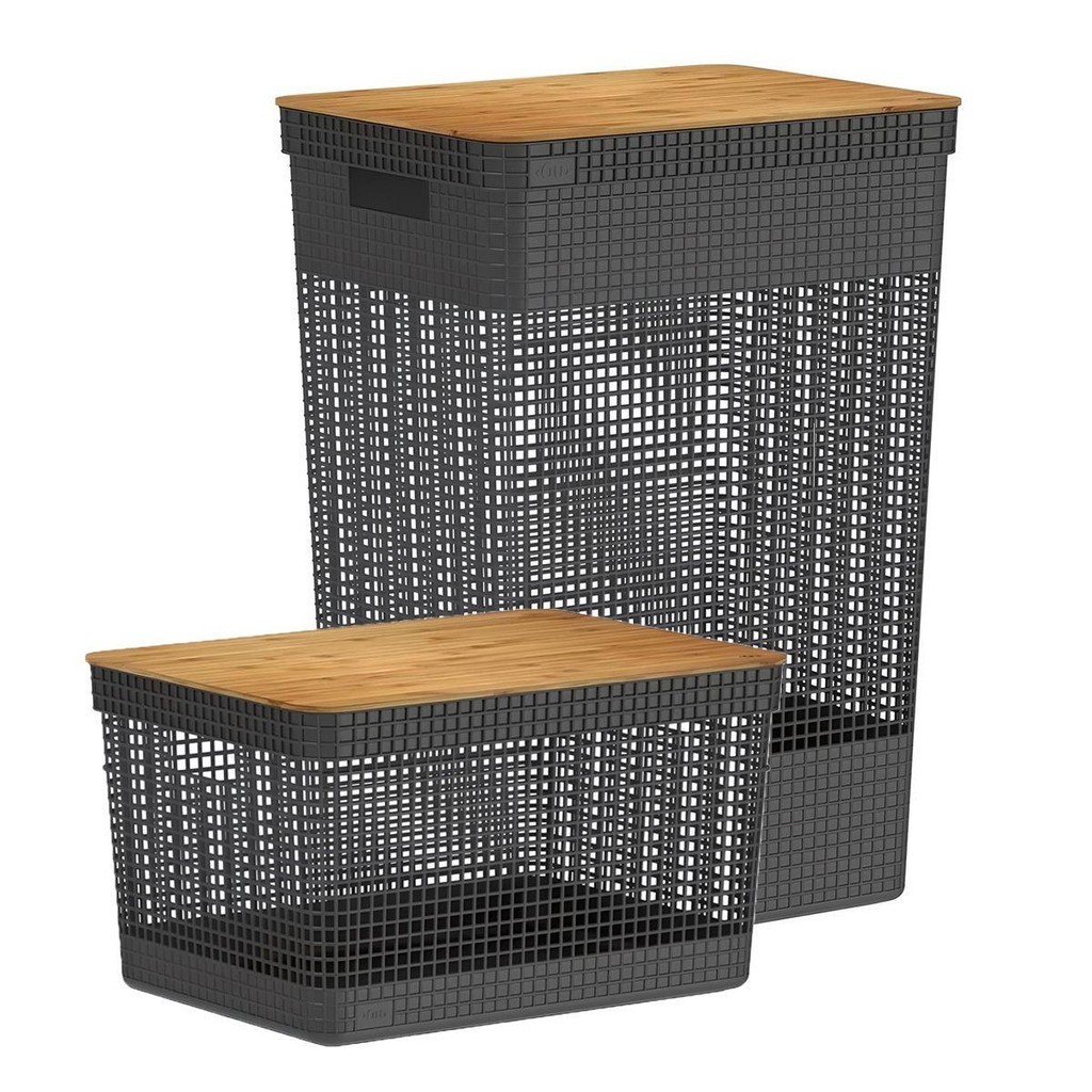 Kit de Cestos Grid Tampa Bambu 20L e 49L – Ou Kit de Cestos Grid Tampa Bambu 20L e 49L – Ou