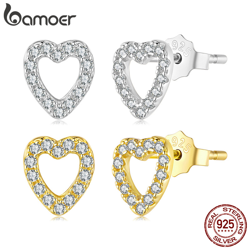 Brincos De Prata Esterlina 925 Bamoer Com Design De Coração , Joias , Presentes Para Mulheres Brincos De Prata Esterlina 925 Bamoer Com Design De Coração , Joias , Presentes Para Mulheres