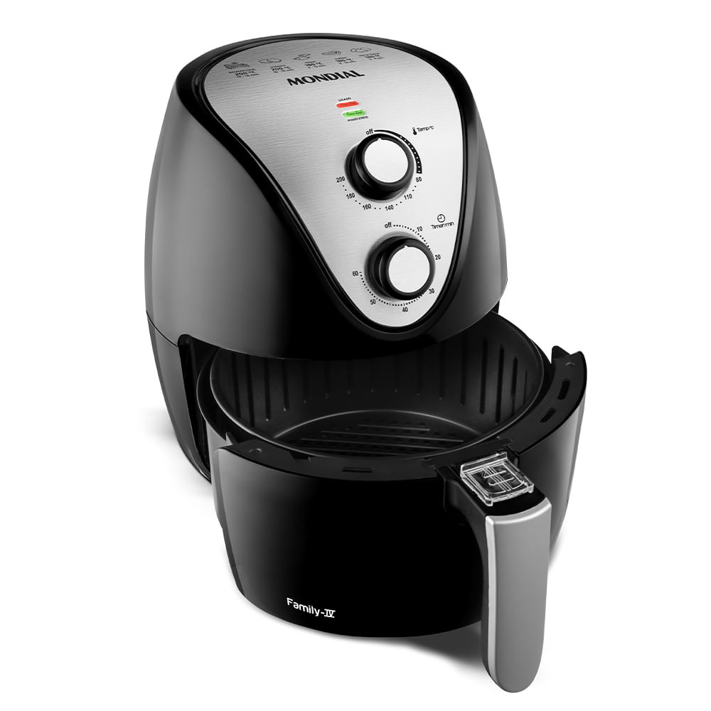 Fritadeira Sem Óleo Air Fryer 3,5L Mondial Preto e Inox 1500W AF-30 I Fritadeira Sem Óleo Air Fryer 3,5L Mondial Preto e Inox 1500W AF-30 I