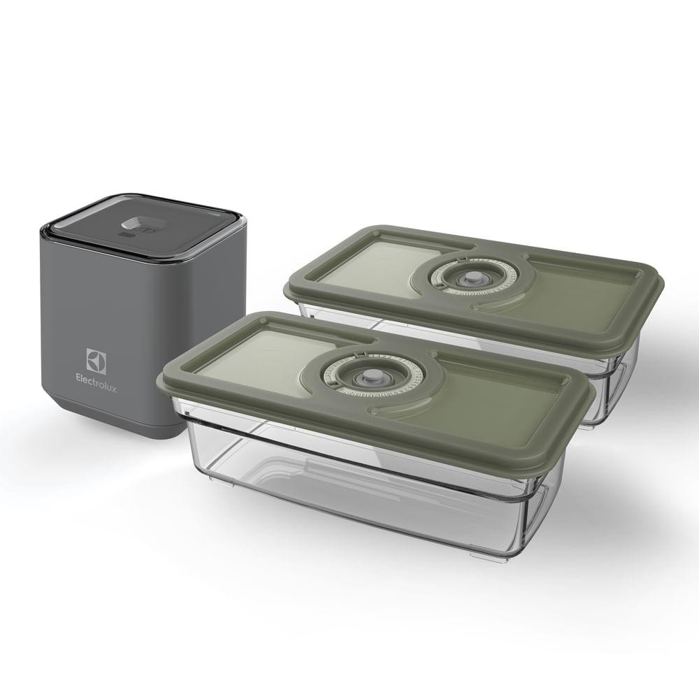 Seladora a Vácuo Portátil Electrolux com 2 Potes Herméticos Seladora a Vácuo Portátil Electrolux com 2 Potes Herméticos