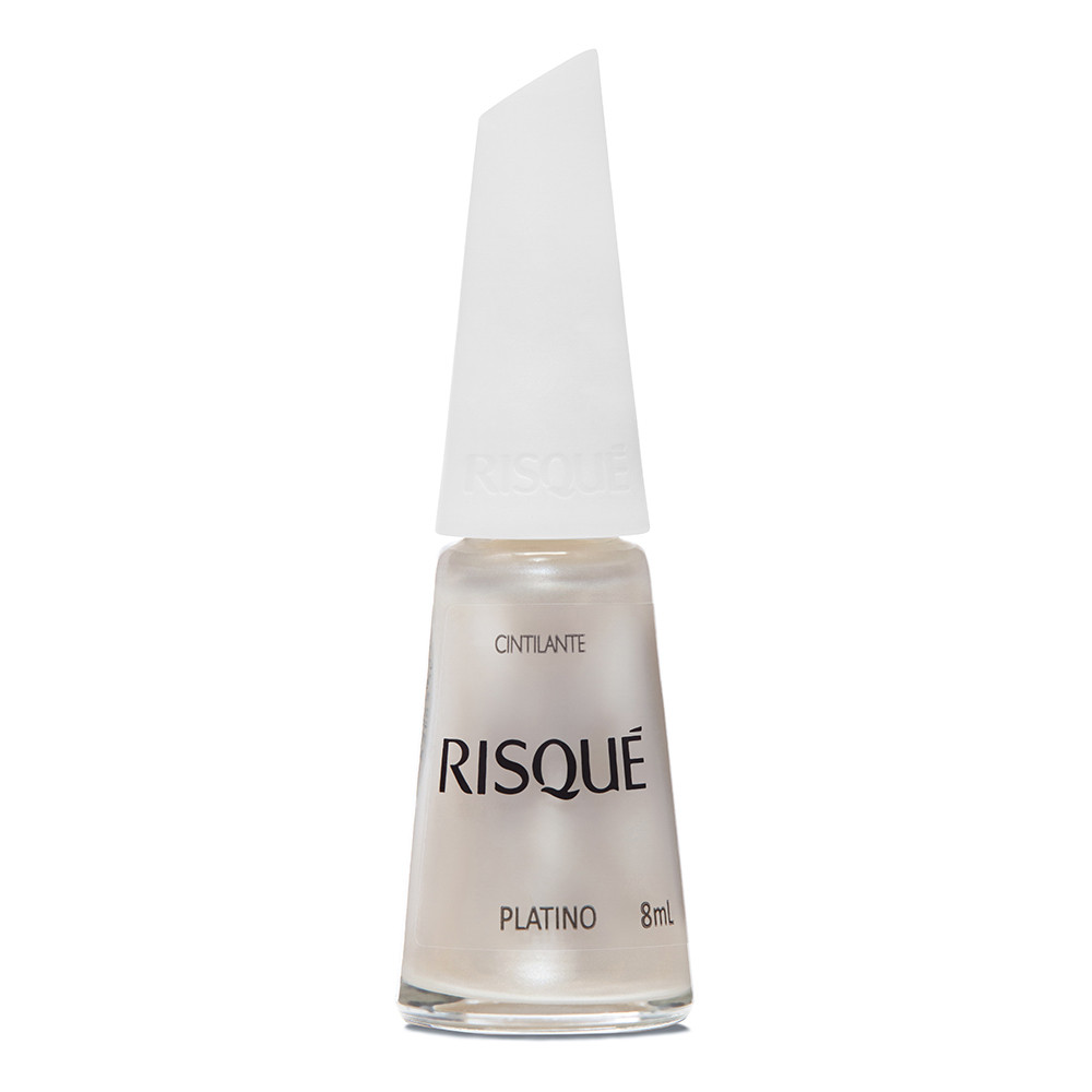 Esmalte Risqué Branco Cintilante Platino 8ml