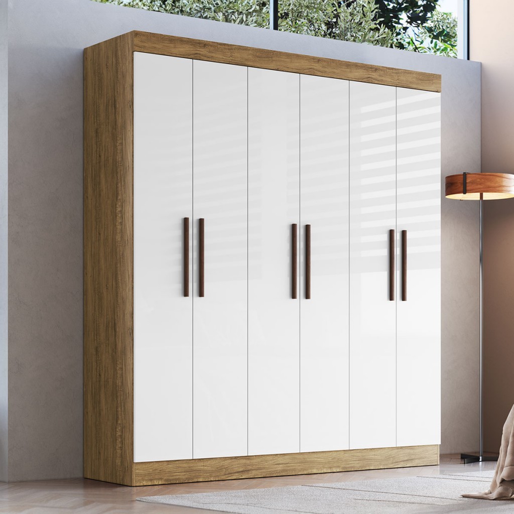 Guarda-Roupa Casal Sartori 6 Portas 2 Gavetas 100% Mdf – Pnr Móveis Guarda-Roupa Casal Sartori 6 Portas 2 Gavetas 100% Mdf – Pnr Móveis