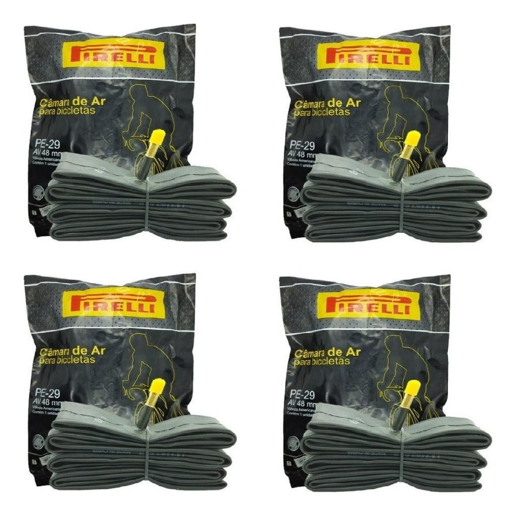 Câmaras Ar Bico 48mm Grosso Kit 4 Bicicleta Aro 29 Pirelli Câmaras Ar Bico 48mm Grosso Kit 4 Bicicleta Aro 29 Pirelli