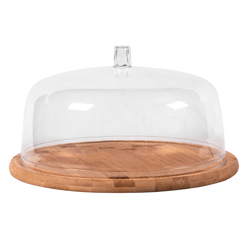 Boleira Cúpula 27,5cm Sense Bambu Natural Tampa Acrílico Transparente Decoração Mesa Bolos Doces Ou Boleira Cúpula 27,5cm Sense Bambu Natural Tampa Acrílico Transparente Decoração Mesa Bolos Doces Ou