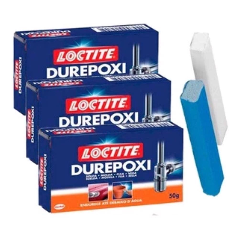 KIT 3 DUREPOXI MASSA ADESIVO 50G PARA METAL VIDRO CERÂMICA MÁRMORE COR CINZA KIT 3 DUREPOXI MASSA ADESIVO 50G PARA METAL VIDRO CERÂMICA MÁRMORE COR CINZA