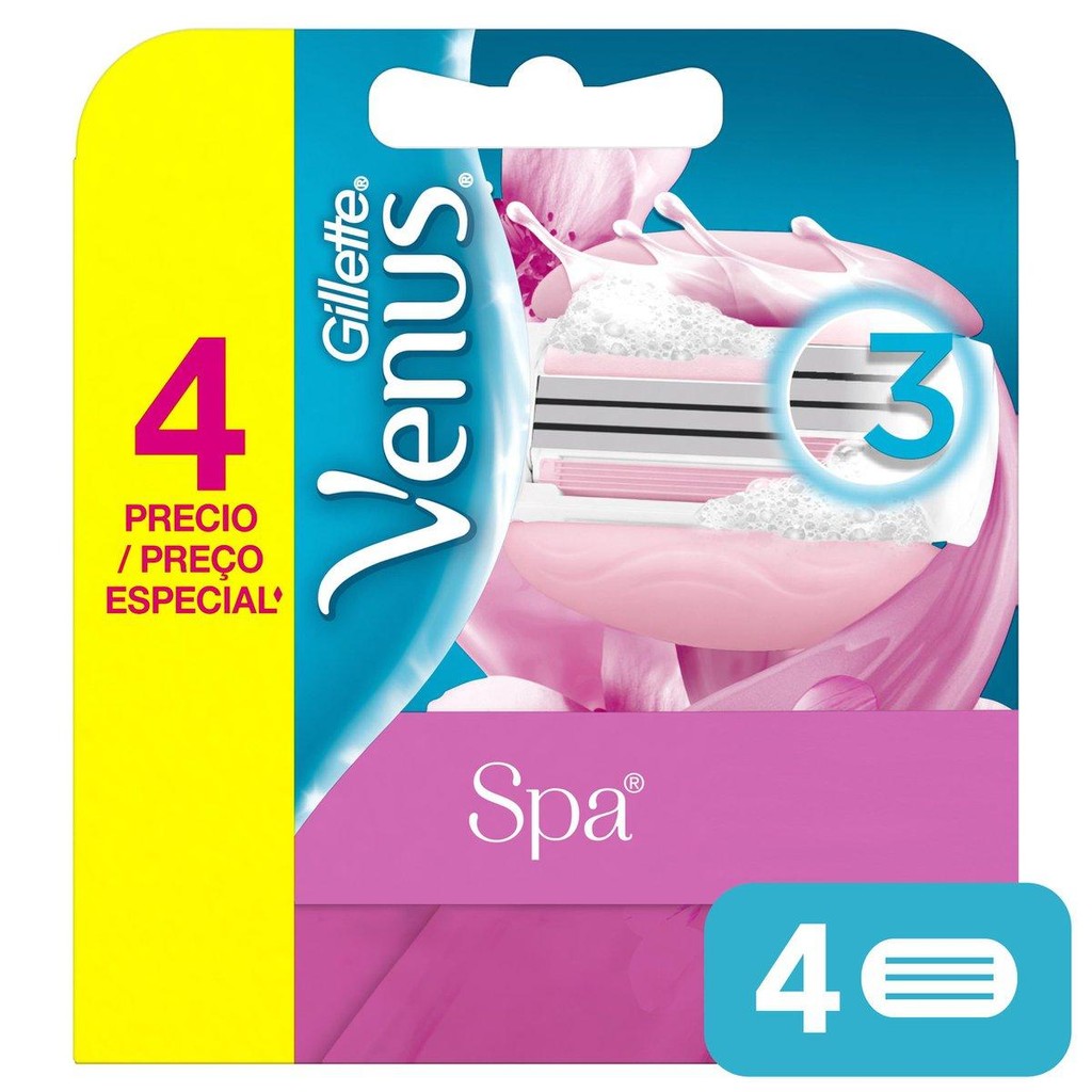 Carga para Aparelho de Depilar Gillette Venus Spa 4 Unidades Carga para Aparelho de Depilar Gillette Venus Spa 4 Unidades
