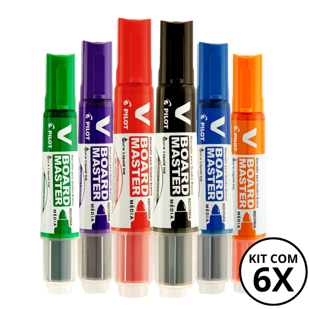 Kit 6 Marcadores Para Quadro Branco V Board Master PILOT Kit 6 Marcadores Para Quadro Branco V Board Master PILOT