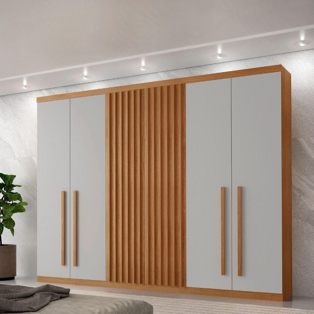 Guarda Roupa Casal Kiev 100% Mdf 6 Portas E 4 Gavetas Naturalle/off White Guarda Roupa Casal Kiev 100% Mdf 6 Portas E 4 Gavetas Naturalle/off White