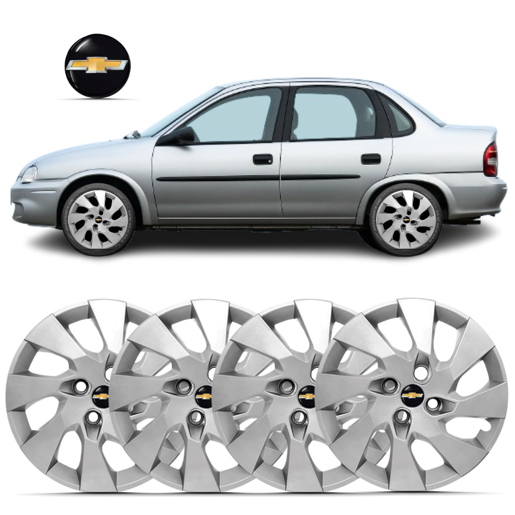 Kit 4 Calota Aro 13 Corsa Classic 2008 á 2012 Com Emblema Kit 4 Calota Aro 13 Corsa Classic 2008 á 2012 Com Emblema
