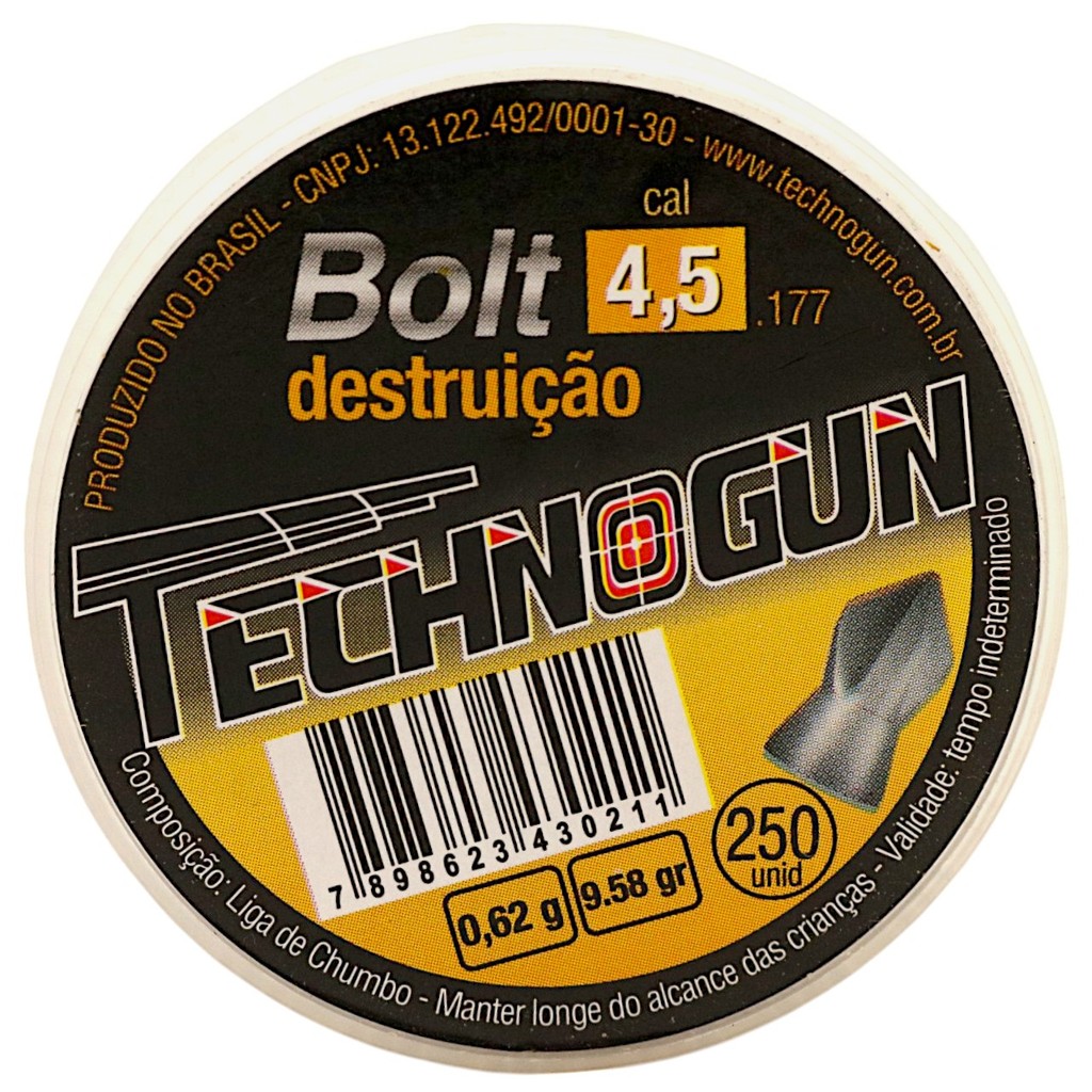 Chumbinho Technogun Bolt Destruição 4.5mm (.177) – 250un Chumbinho Technogun Bolt Destruição 4.5mm (.177) – 250un