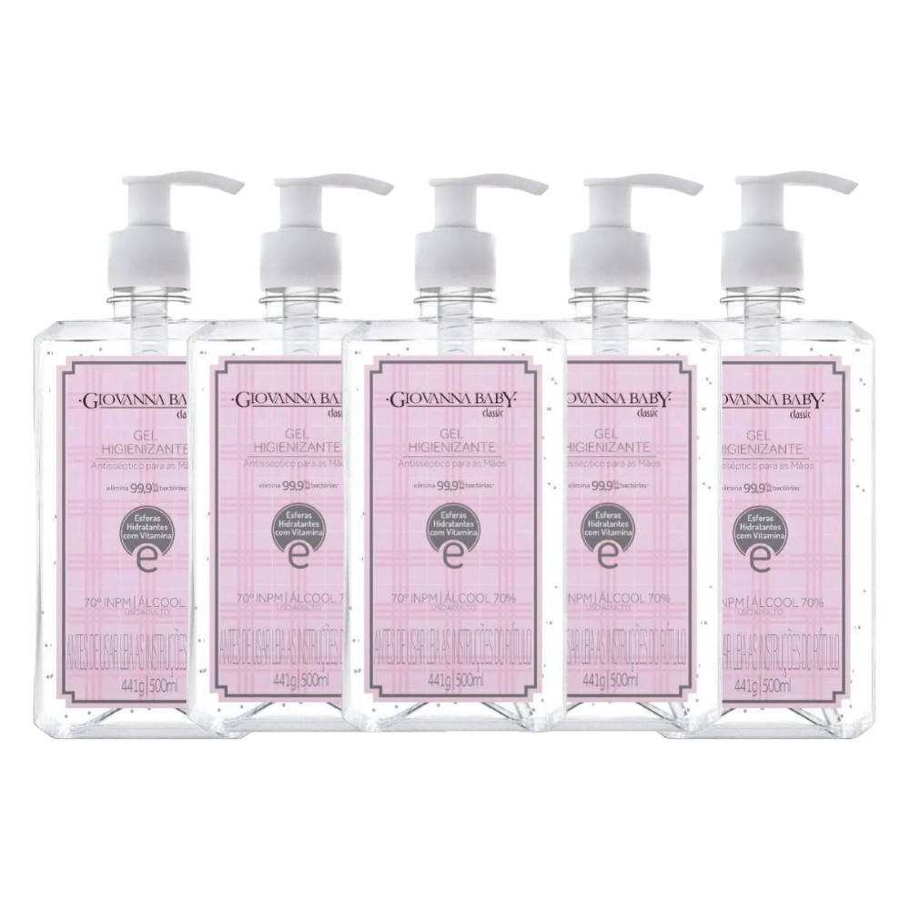Kit Álcool Em Gel Higienizante Giovanna Baby Classic Rosa 500ml (5 unidades) Kit Álcool Em Gel Higienizante Giovanna Baby Classic Rosa 500ml (5 unidades)