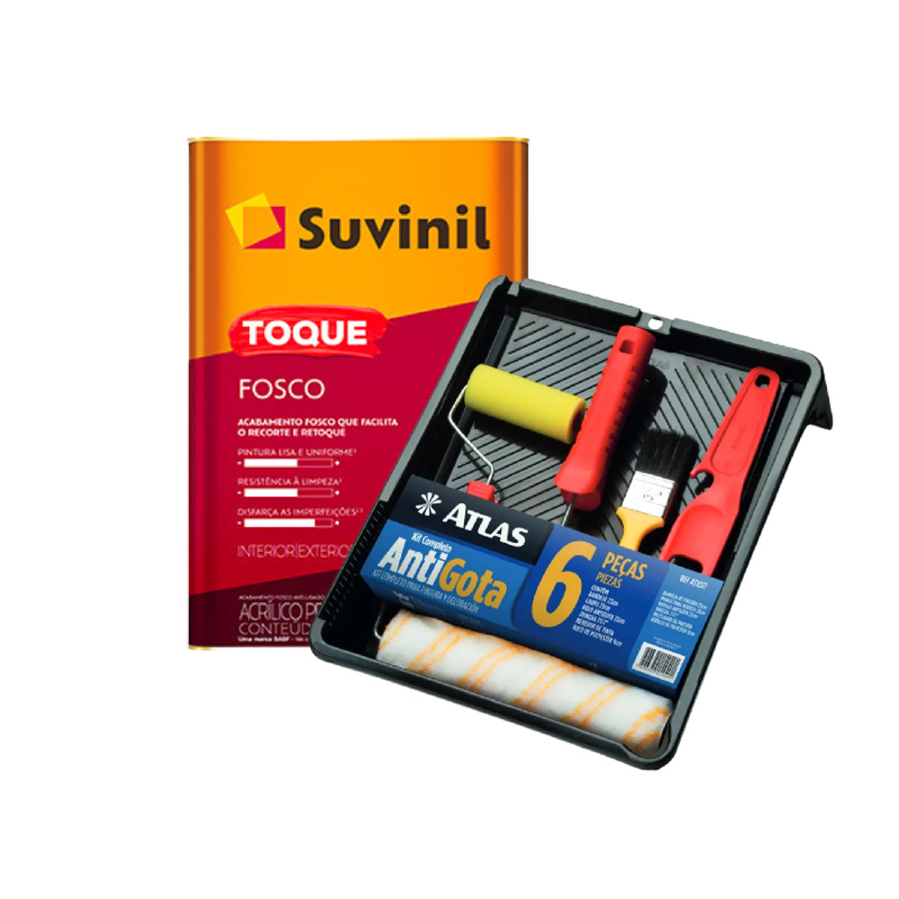 Tinta Toque Fosco Branco Neve 18L + Kit Pint 6 Pç Suvinil Tinta Toque Fosco Branco Neve 18L + Kit Pint 6 Pç Suvinil