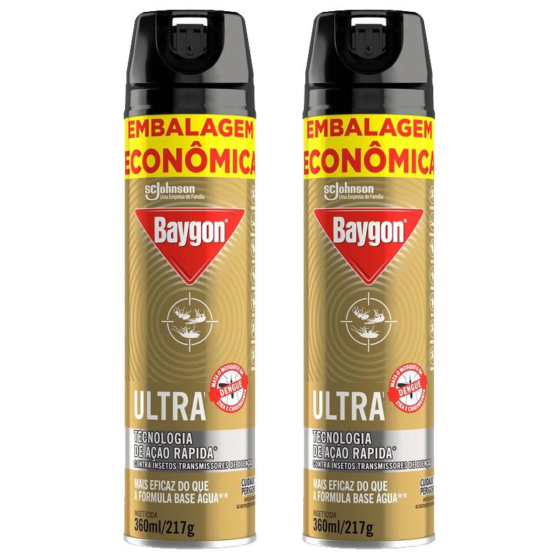Kit 2 Inseticidas Aerossol Baygon Ultra 360ml Kit 2 Inseticidas Aerossol Baygon Ultra 360ml