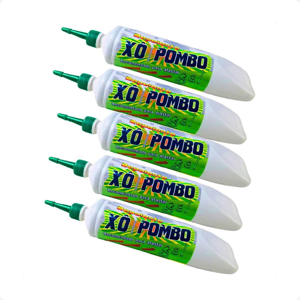 Kit 5 Xô Pombo Gel Repelente Pombos, Morcegos, Pardal – 250 g Kit 5 Xô Pombo Gel Repelente Pombos, Morcegos, Pardal – 250 g