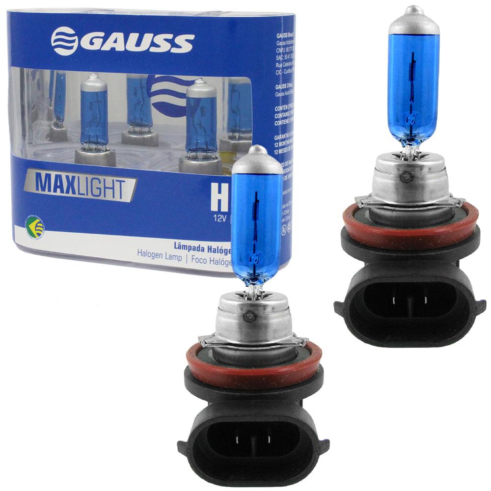 Par Lâmpada Max Light H8 Super Branca 12V 35W Gauss 8500K Par Lâmpada Max Light H8 Super Branca 12V 35W Gauss 8500K