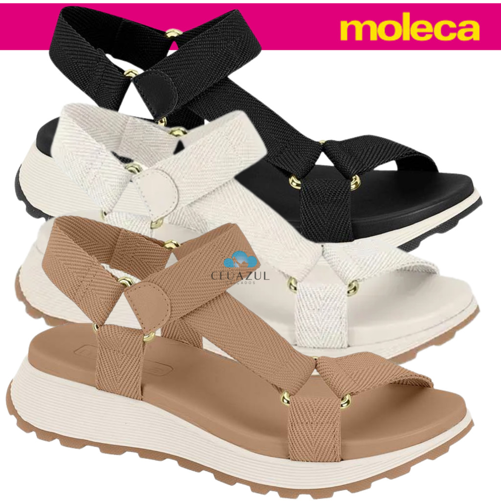 Sandalia Feminina Plataforma Moleca Tira Autocolante Conforto Macia Verão Sandalia Feminina Plataforma Moleca Tira Autocolante Conforto Macia Verão