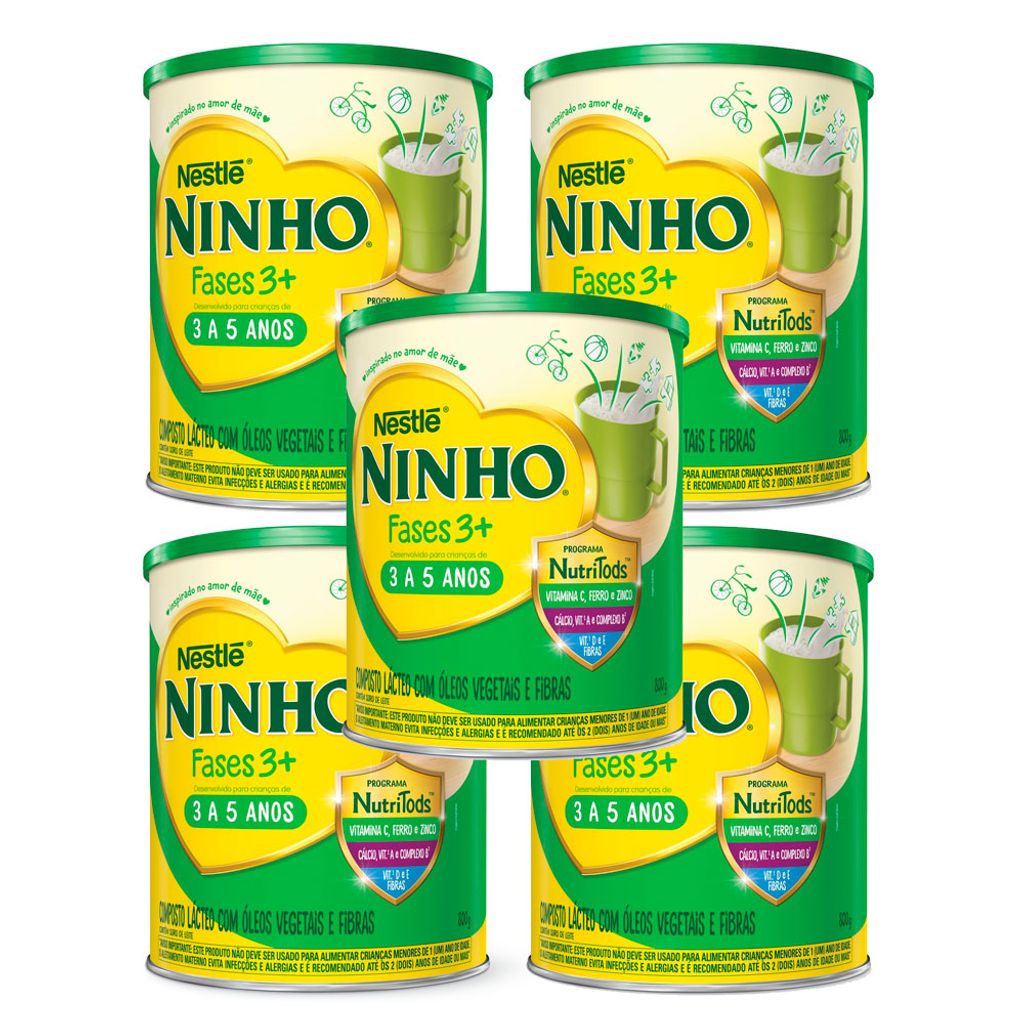 Kit 5 Ninho 3+ Fases Composto Lácteo 800g Kit 5 Ninho 3+ Fases Composto Lácteo 800g