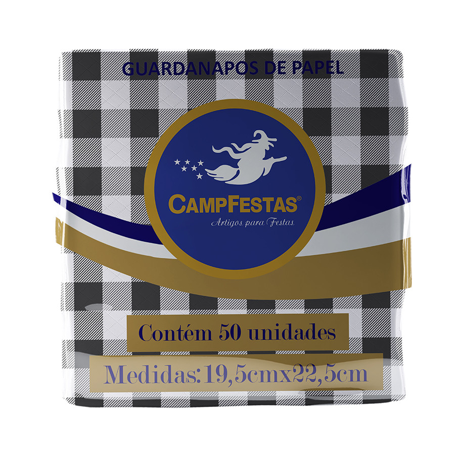 Guardanapo Crepado Xadrez – Preto – 50 unidades – CampFestas – Rizzo Guardanapo Crepado Xadrez – Preto – 50 unidades – CampFestas – Rizzo