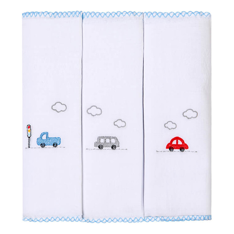 Kit Pano De Boca Bordados Papi Carros Coloridos – 3 Peças / Único / Azul Kit Pano De Boca Bordados Papi Carros Coloridos – 3 Peças / Único / Azul