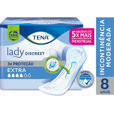 Absorvente Para Incontinência Urinária Tena Lady Discreet Extra 8 Unidades Absorvente Para Incontinência Urinária Tena Lady Discreet Extra 8 Unidades