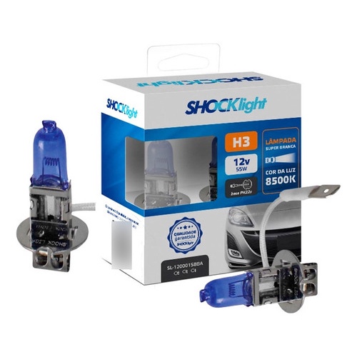 PAR LAMPADA HALOGENA SUPER BRANCA H3 12V 55W SHOCKLIGHT 120003SBBA PAR LAMPADA HALOGENA SUPER BRANCA H3 12V 55W SHOCKLIGHT 120003SBBA