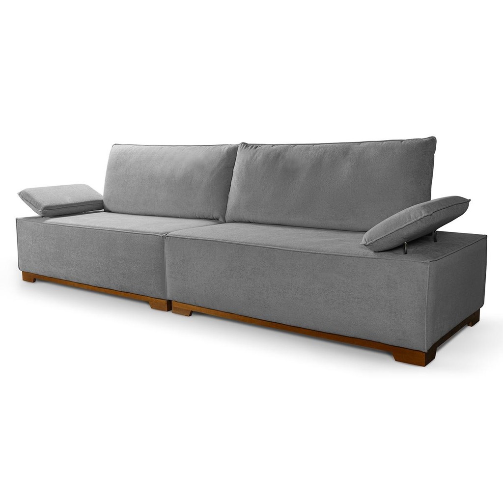 Sofá Living Braço Articulado Deluxe 2,30m Bouclê Cinza Sofá Living Braço Articulado Deluxe 2,30m Bouclê Cinza