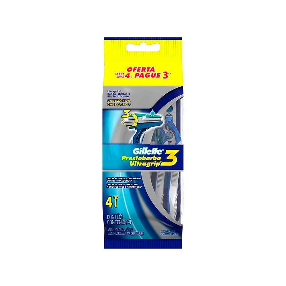 Aparelho Barbear Presto Ultragrip3 Lv4Pg3 Cab Fixa Aparelho Barbear Presto Ultragrip3 Lv4Pg3 Cab Fixa