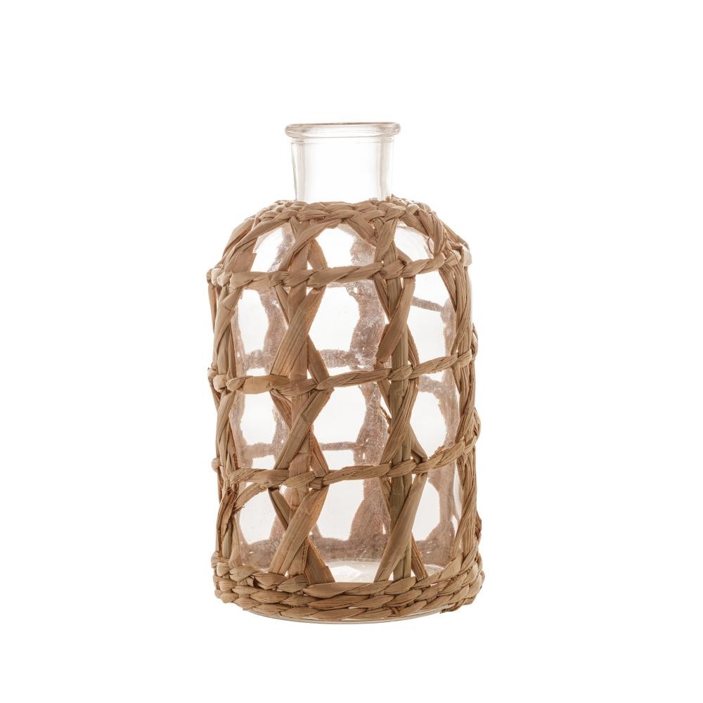 Vaso Wolff de Vidro e Fibra Natural 11cm x 20cm Vaso Wolff de Vidro e Fibra Natural 11cm x 20cm