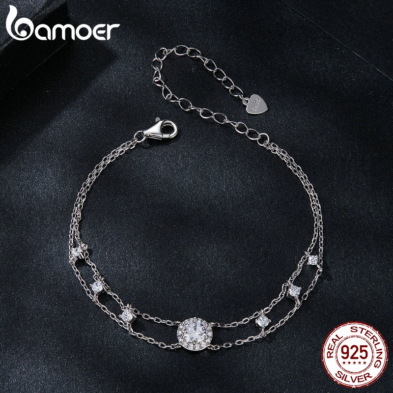 Pulseira Moissanita Brilhante De Dupla Camada Bamoer 925 Sterling Jóias Presentes Para Mulheres Pulseira Moissanita Brilhante De Dupla Camada Bamoer 925 Sterling Jóias Presentes Para Mulheres