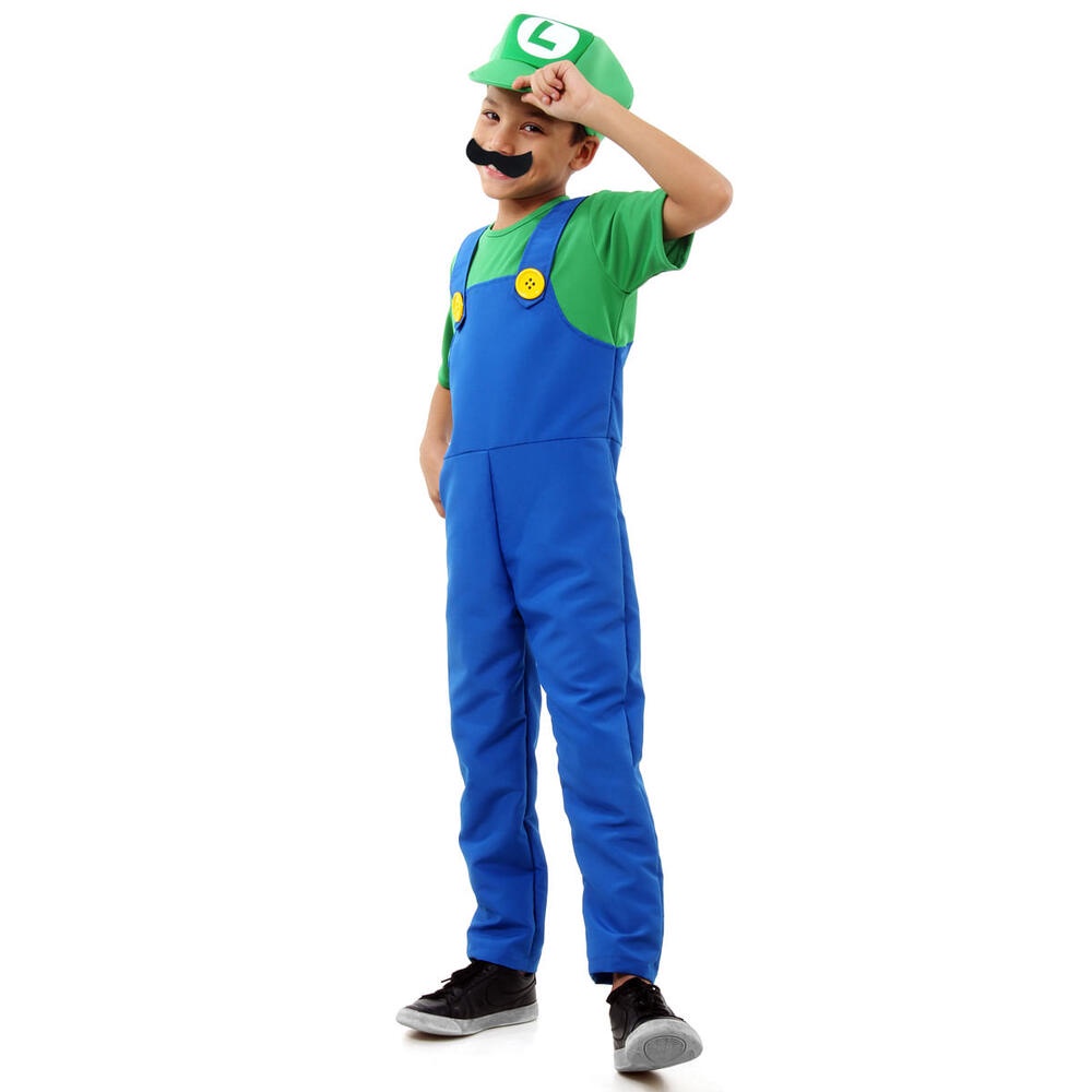 Fantasia Infantil Luigi Macacão Com Pigode E Chapéu – Mario Fantasia Infantil Luigi Macacão Com Pigode E Chapéu – Mario