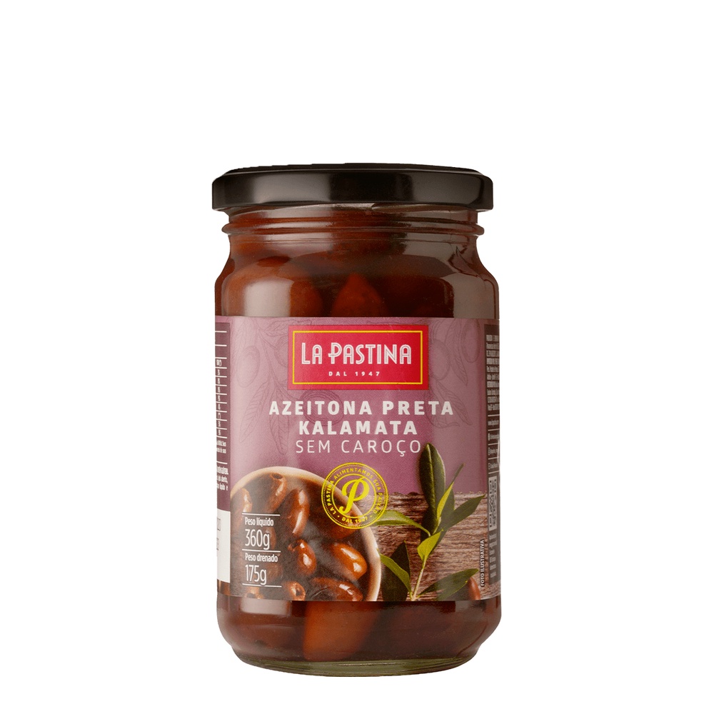 AZEITONA LA PASTINA PRETA SEM CAROÇO KALAMATA 360G AZEITONA LA PASTINA PRETA SEM CAROÇO KALAMATA 360G