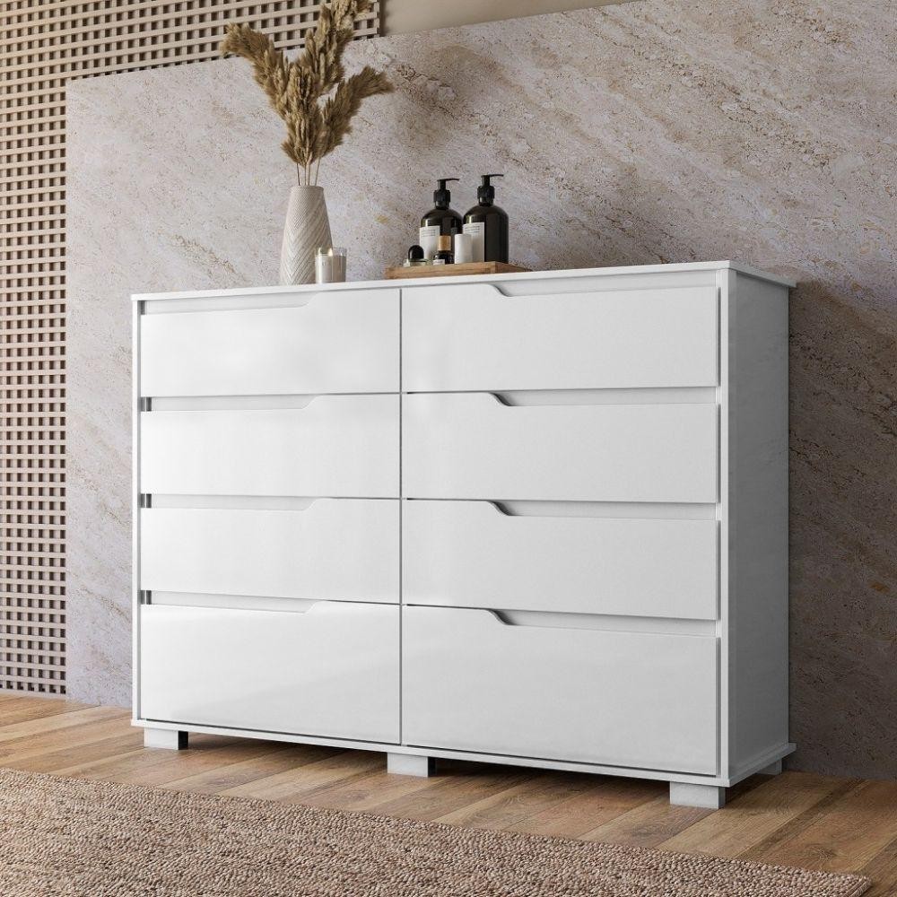 Cômoda Moval Georgia 8 Gavetas Branco Cômoda Moval Georgia 8 Gavetas Branco