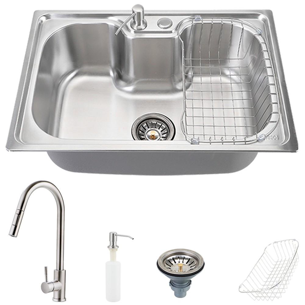 Cuba para Cozinha pia inox Com Acessórios Carajás e Torneira gourmet monocomando extensível escovado Iriri Pingoo – Cuba para Cozinha pia inox Com Acessórios Carajás e Torneira gourmet monocomando extensível escovado Iriri Pingoo –