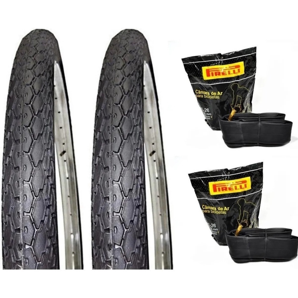 Par De Pneu Bike 26×1.1/2 Barra Forte Manga Turbo+2câmera 26 Par De Pneu Bike 26×1.1/2 Barra Forte Manga Turbo+2câmera 26