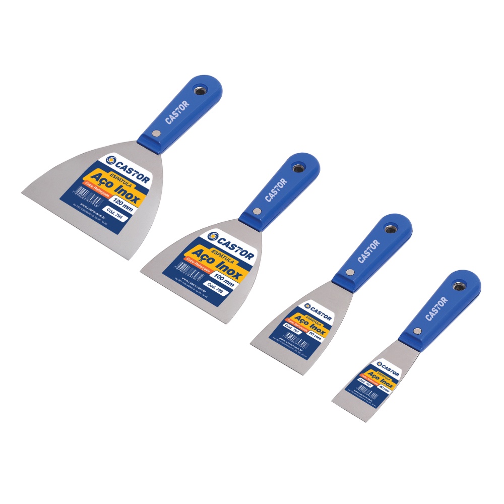 Kit 4 Epátulas Inox Gesseiro/Pintor 12cm 10cm 6cm 4cm Castor Kit 4 Epátulas Inox Gesseiro/Pintor 12cm 10cm 6cm 4cm Castor