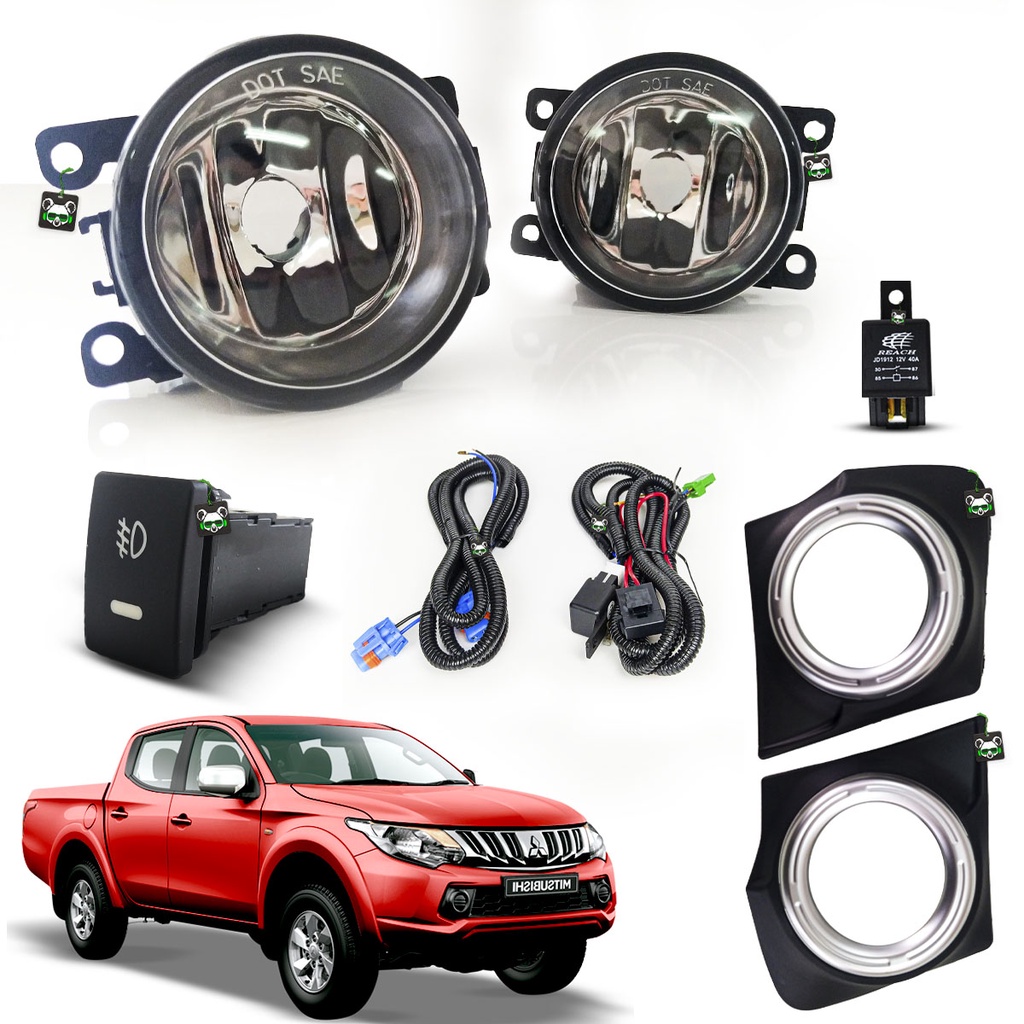 Kit Farol Auxiliar de Milha Com Grade L200 Triton Sport 2018 2019 2020 Kit Farol Auxiliar de Milha Com Grade L200 Triton Sport 2018 2019 2020