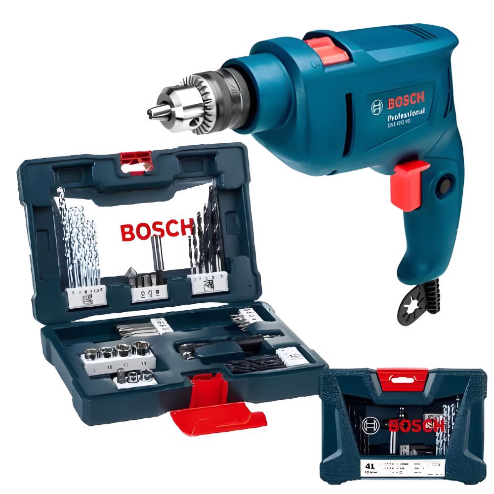 Kit Furadeira Impacto Gsb 450re + Estojo De Brocas Bosch Kit Furadeira Impacto Gsb 450re + Estojo De Brocas Bosch