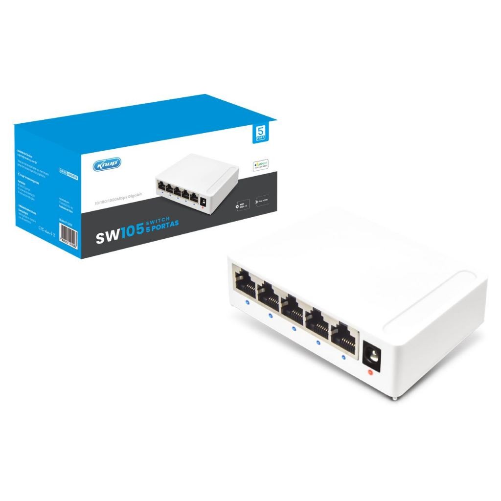 Switch 5 Portas Rj45 Gigabit Rede 10/100/1000mbps Hub Bivolt Switch 5 Portas Rj45 Gigabit Rede 10/100/1000mbps Hub Bivolt